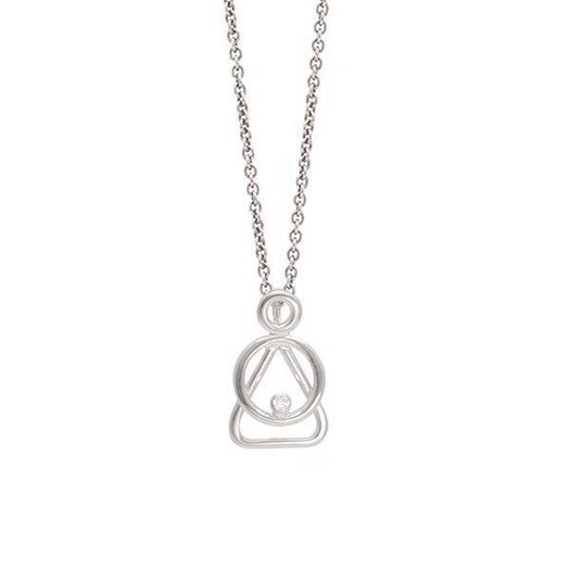 Heiring mor og barn vedhæng i sølv med 0,02 ct diamant og 42 cm kæde